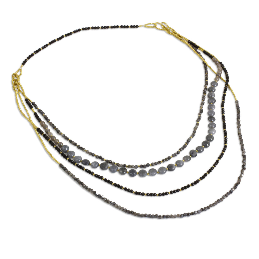 Labradorite Beaded Necklace from Thailand - Midnight Serenade
