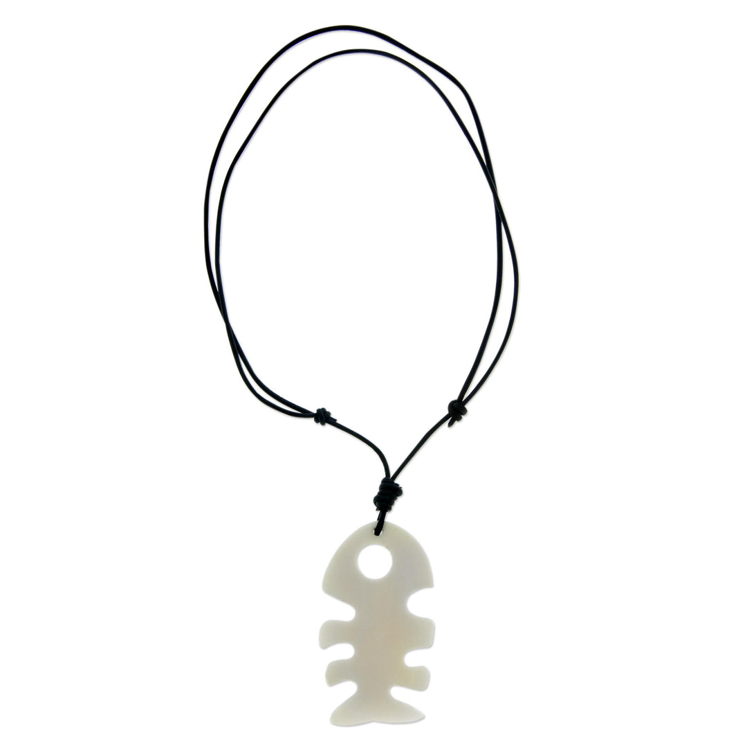 Men's bone pendant necklace - Fish Tale