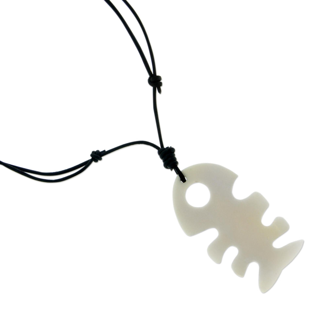Men's bone pendant necklace - Fish Tale