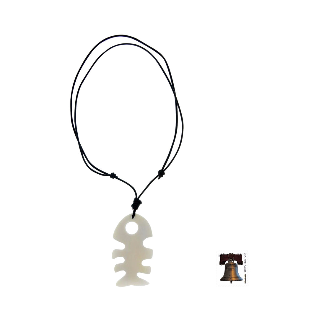 Men's bone pendant necklace - Fish Tale