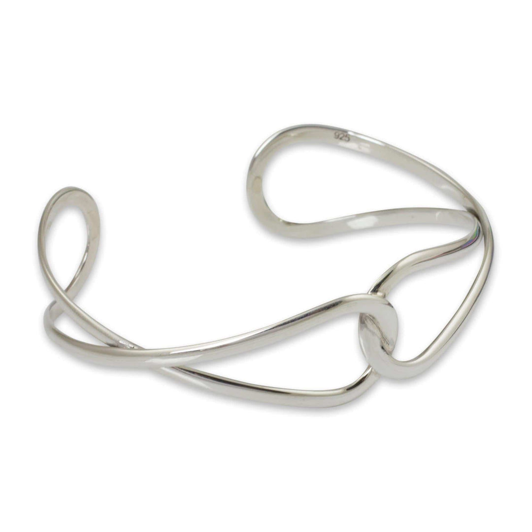 Handcrafted Modern Sterling Silver Cuff Bracelet - Lives Entwined