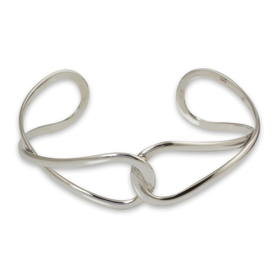 Handcrafted Modern Sterling Silver Cuff Bracelet - Lives Entwined