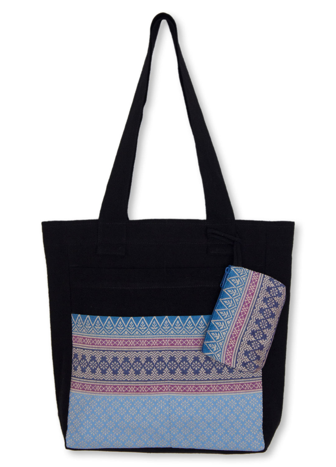 Cotton tote handbag and change purse - Mint Garden