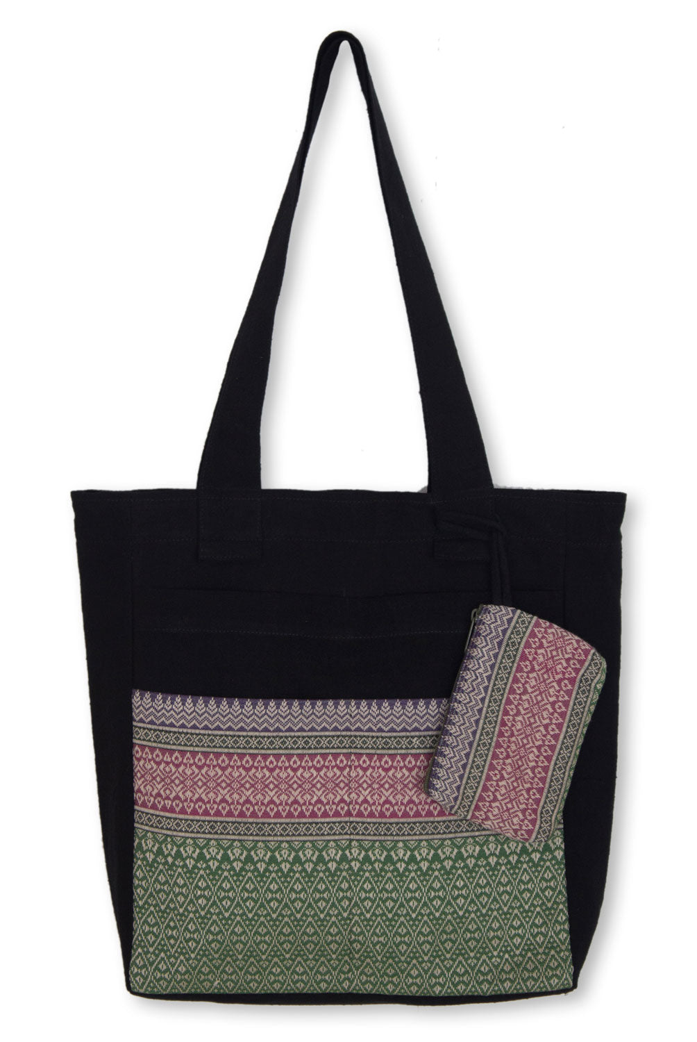 Cotton tote handbag and change purse - Pastel Garden