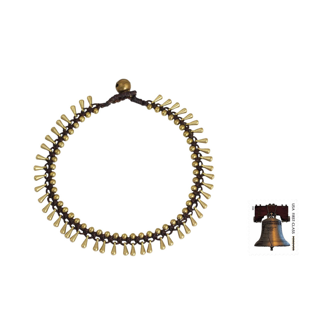 Handmade Hill Tribe Brass Beaded Anklet - Sweet Charm