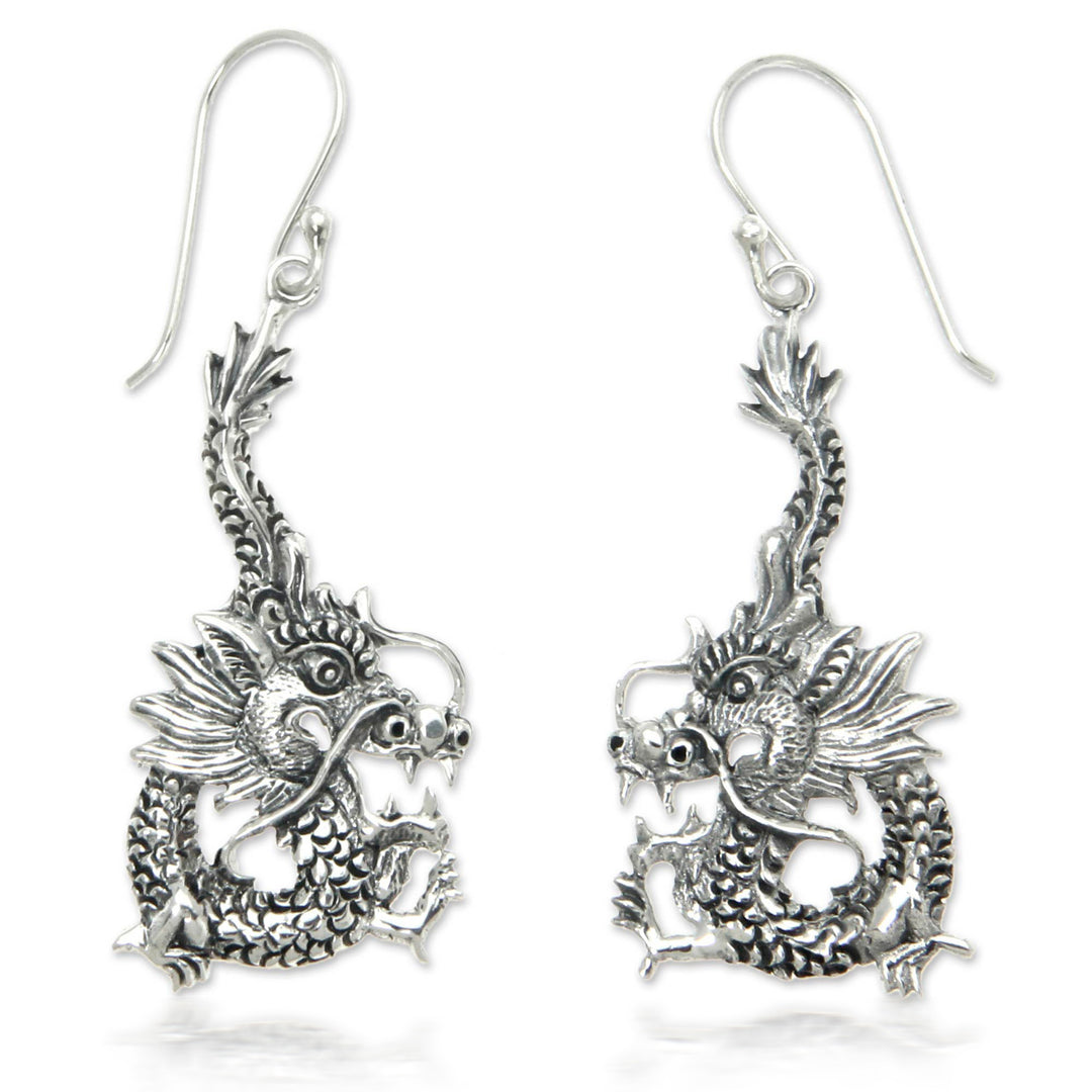 Sterling Silver Dangle Earrings - Dragon Splendor