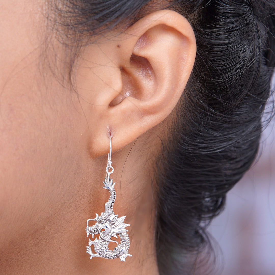 Sterling Silver Dangle Earrings - Dragon Splendor
