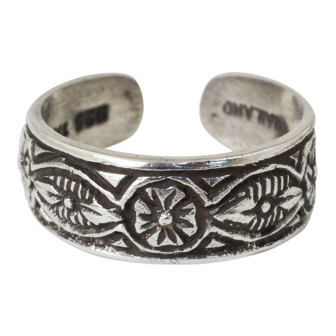 Floral Sterling Silver Toe Ring - Thai Flowers