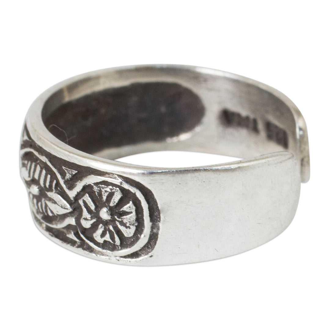 Floral Sterling Silver Toe Ring - Thai Flowers
