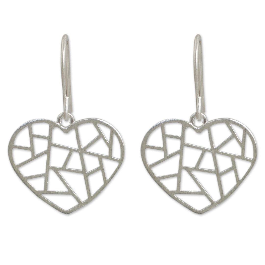 Sterling silver heart earrings - Paths of Love