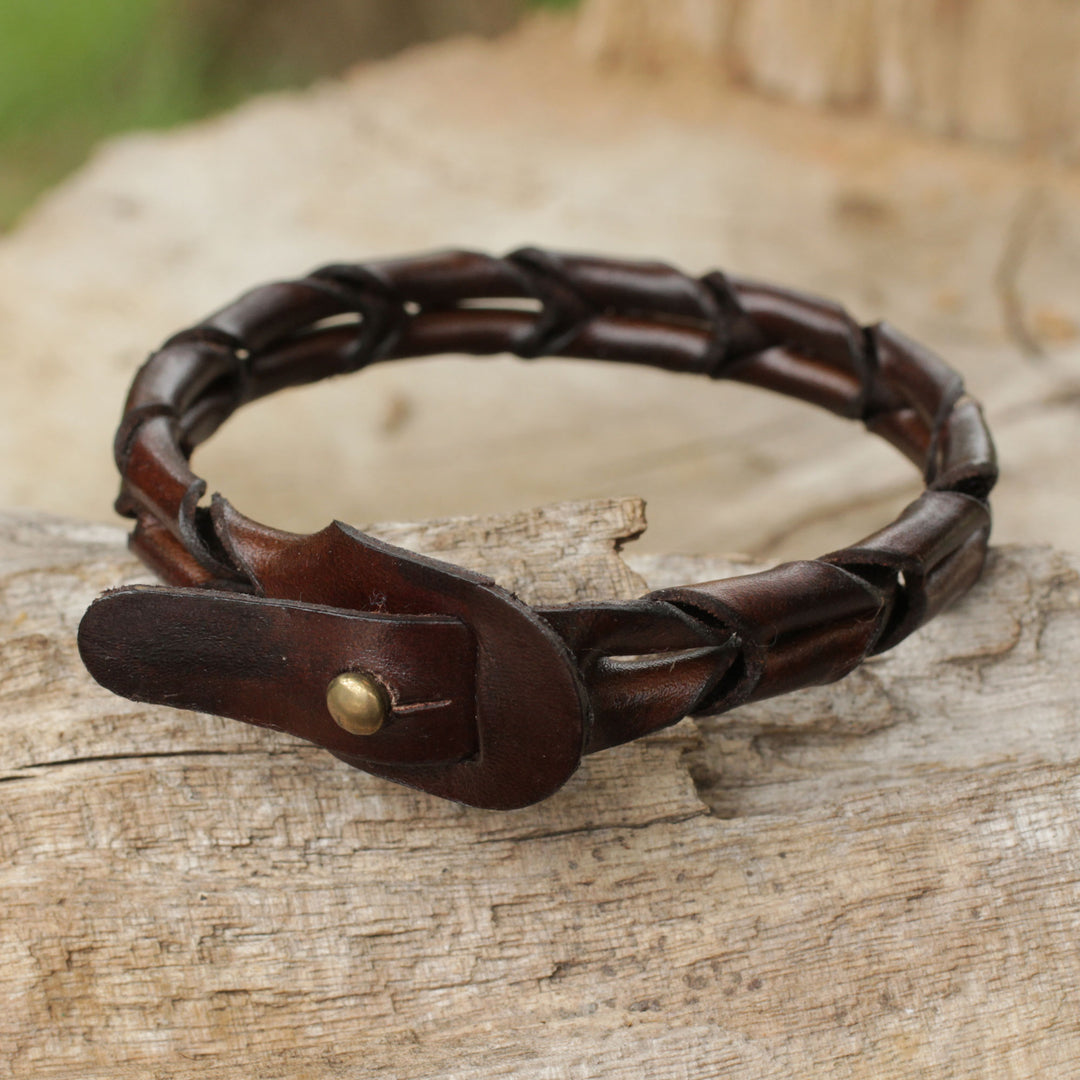 Men's Unique Braided Leather Bracelet - World