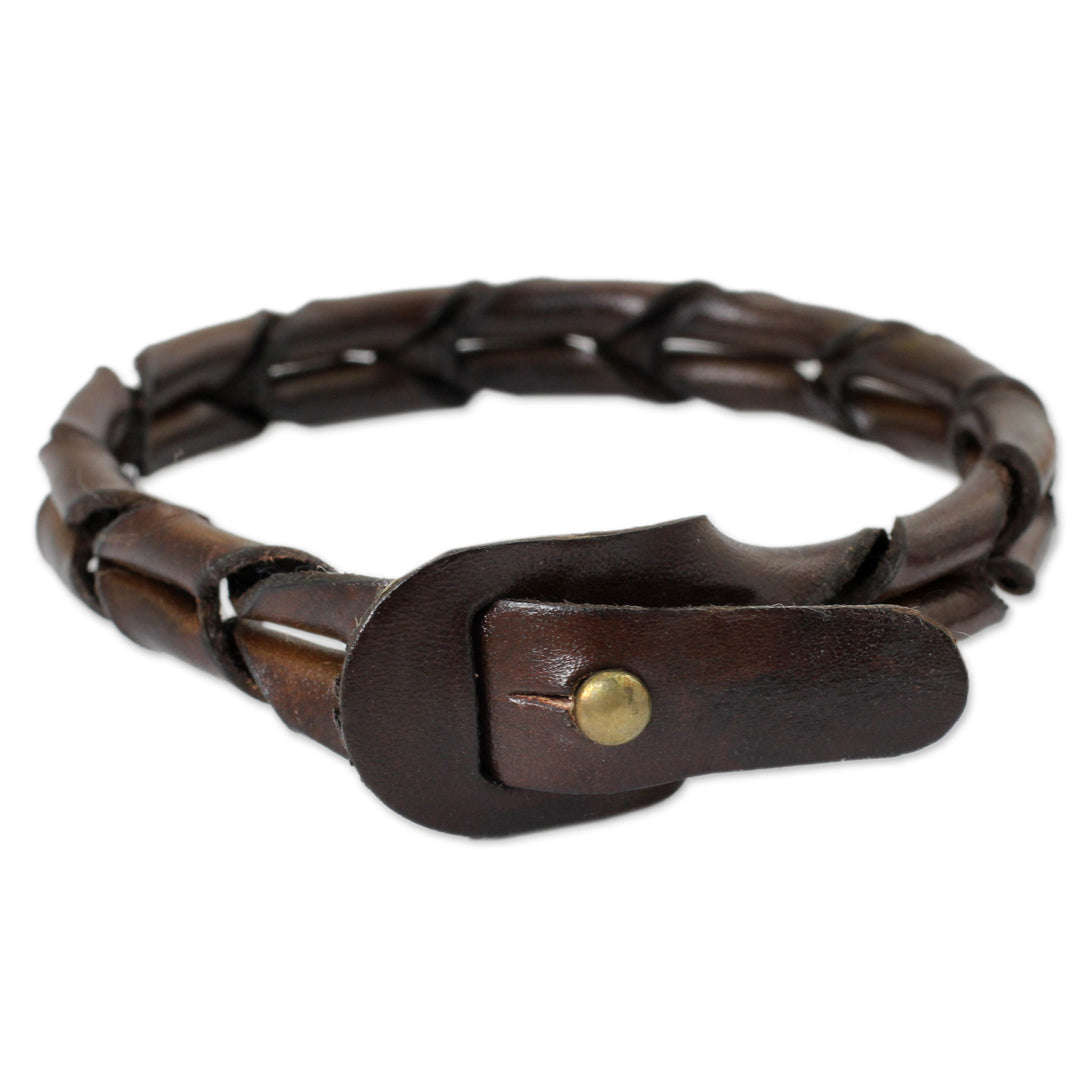 Men's Unique Braided Leather Bracelet - World