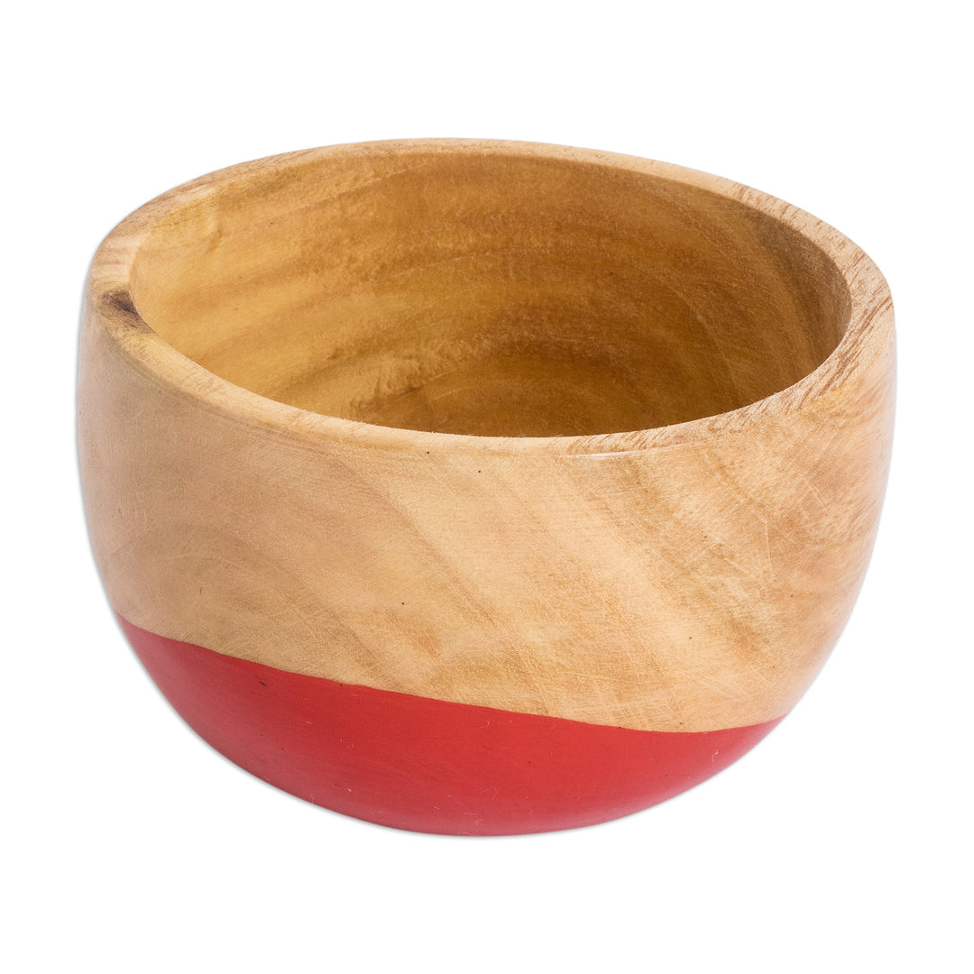 Dip Painted Hand Carved Wood Bowl (Small) - Spicy Red