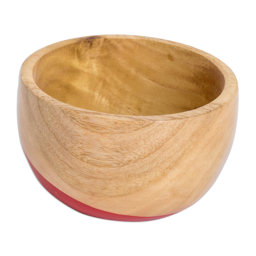 Dip Painted Hand Carved Wood Bowl (Small) - Spicy Red