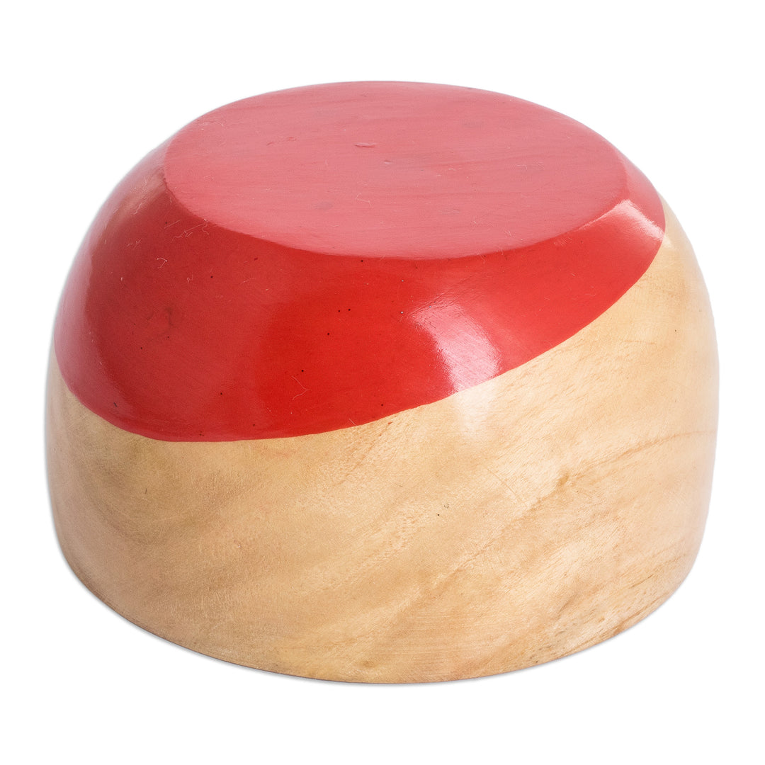 Dip Painted Hand Carved Wood Bowl (Small) - Spicy Red