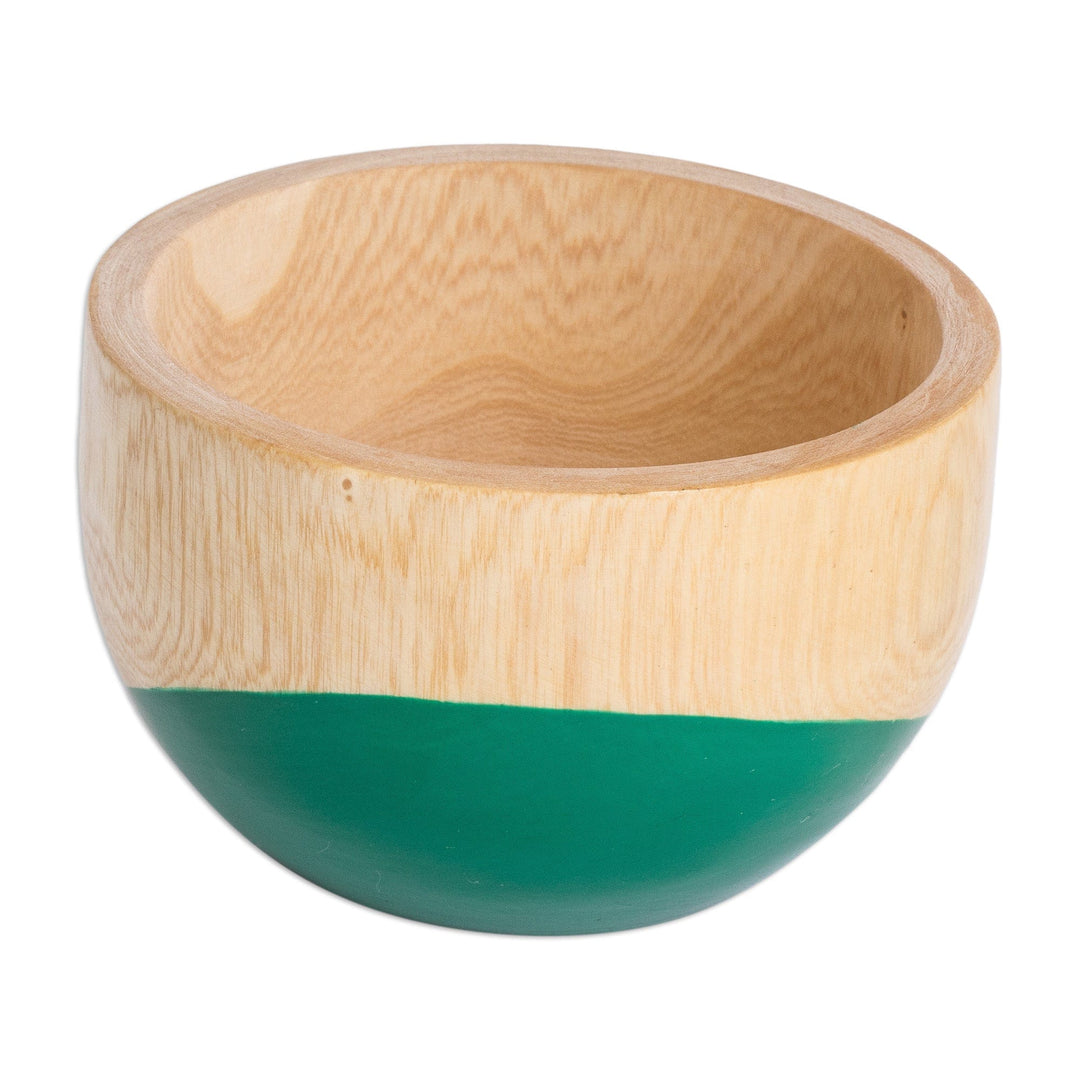 Dip Painted Hand Carved Wood Bowl (Small) - Spicy Green