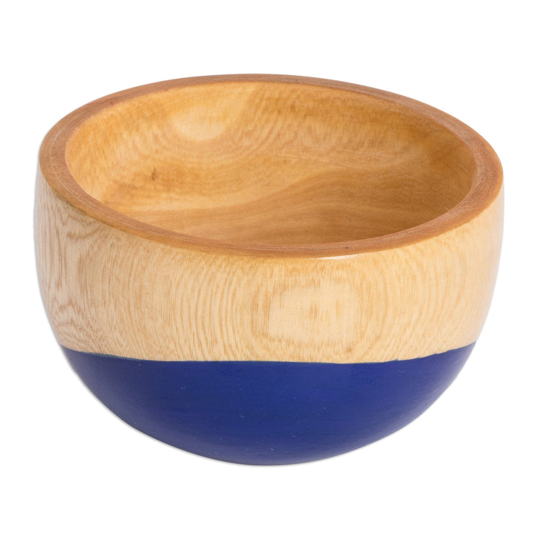 Dip Painted Hand Carved Wood Bowl (Small) - Spicy Blue