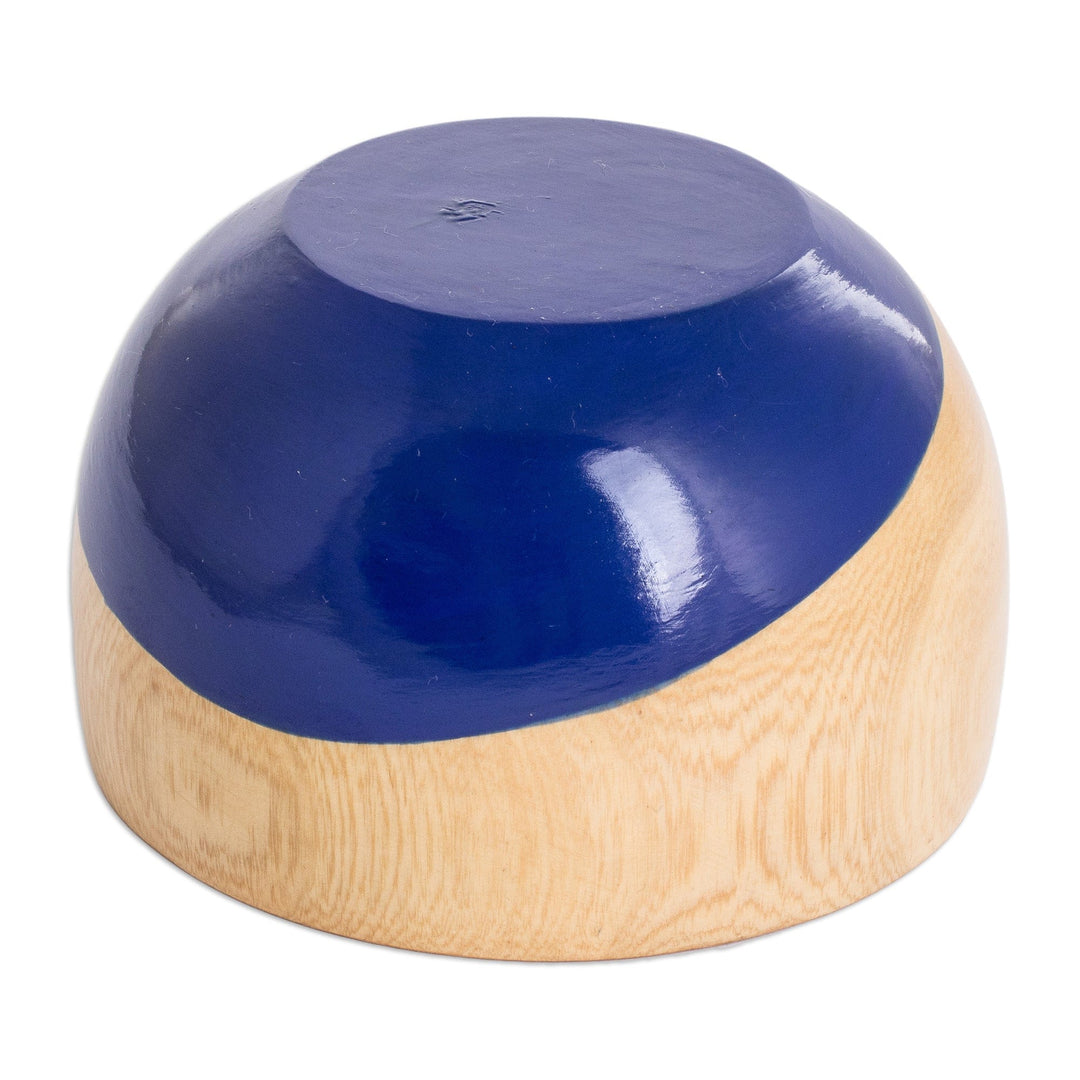 Dip Painted Hand Carved Wood Bowl (Small) - Spicy Blue