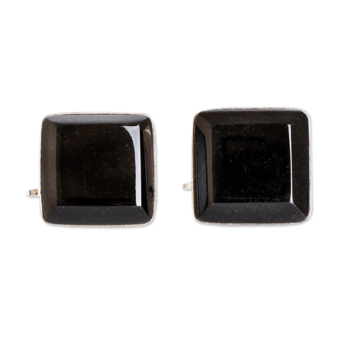 Black jade cufflinks - Maya Minimalist