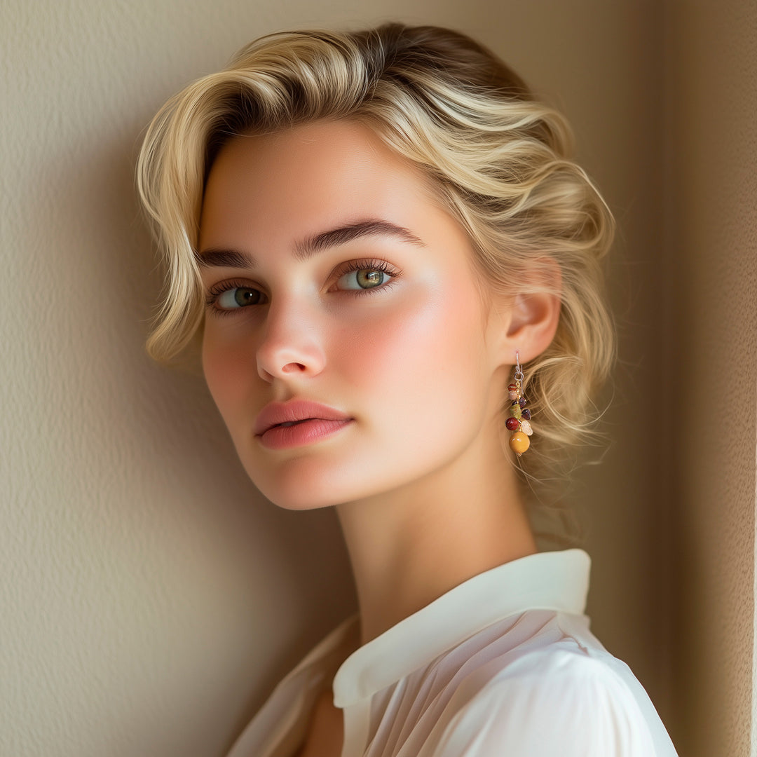 Handmade Garnet Carnelian Citrine Cluster Earrings - Sweet Tropics