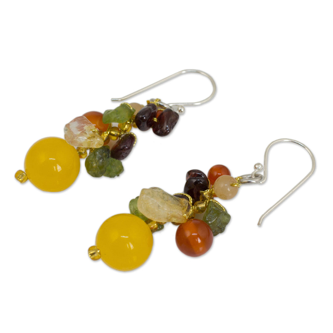 Handmade Garnet Carnelian Citrine Cluster Earrings - Sweet Tropics