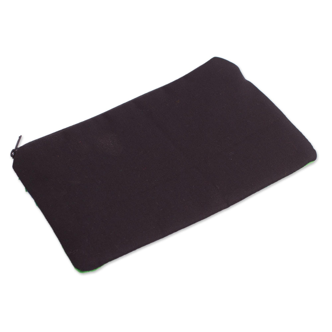 Cotton Applique Folk Art Cosmetic Bag - Jungle Friends