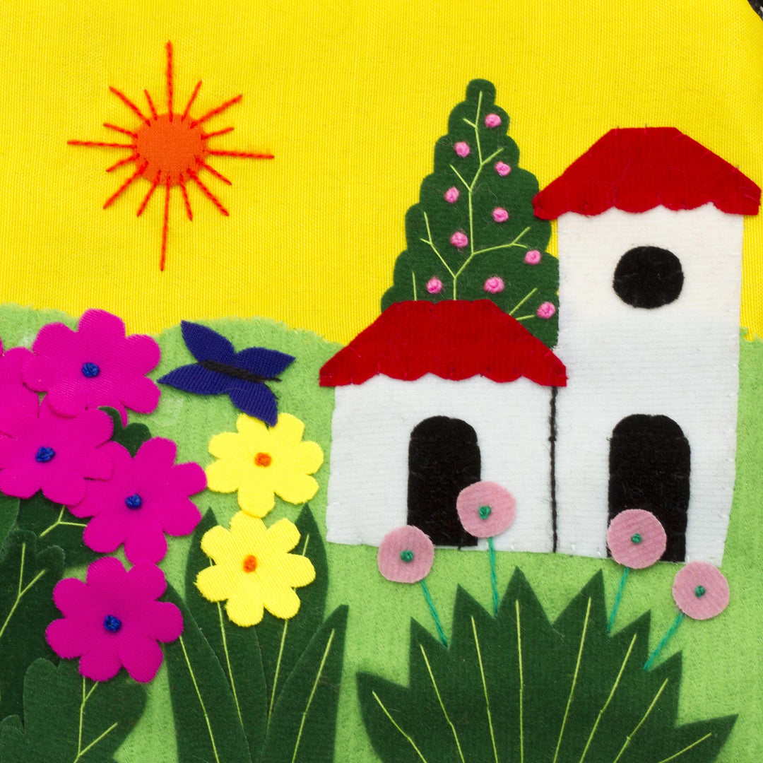 Andean Folk Art Cotton Applique Cosmetic Case - Sunny Afternoon