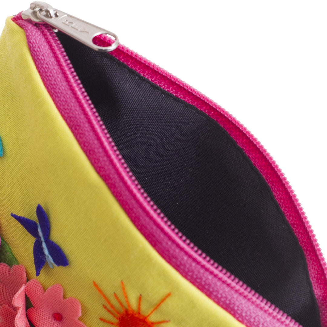 Andean Folk Art Cotton Applique Change Purse - Butterfly Afternoon