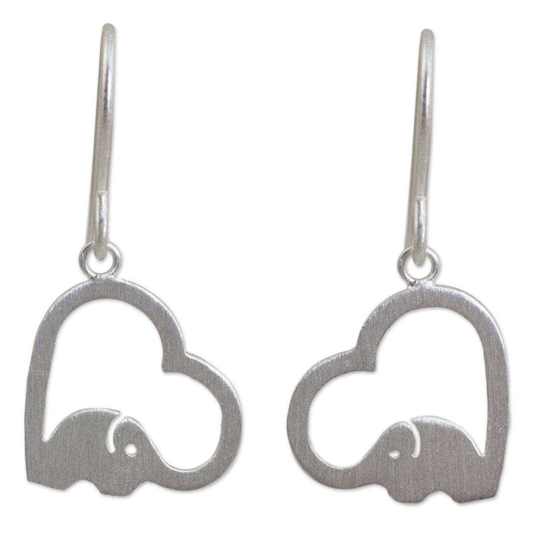 Sterling Silver Heart Elephant Earrings - Heartfelt Elephants
