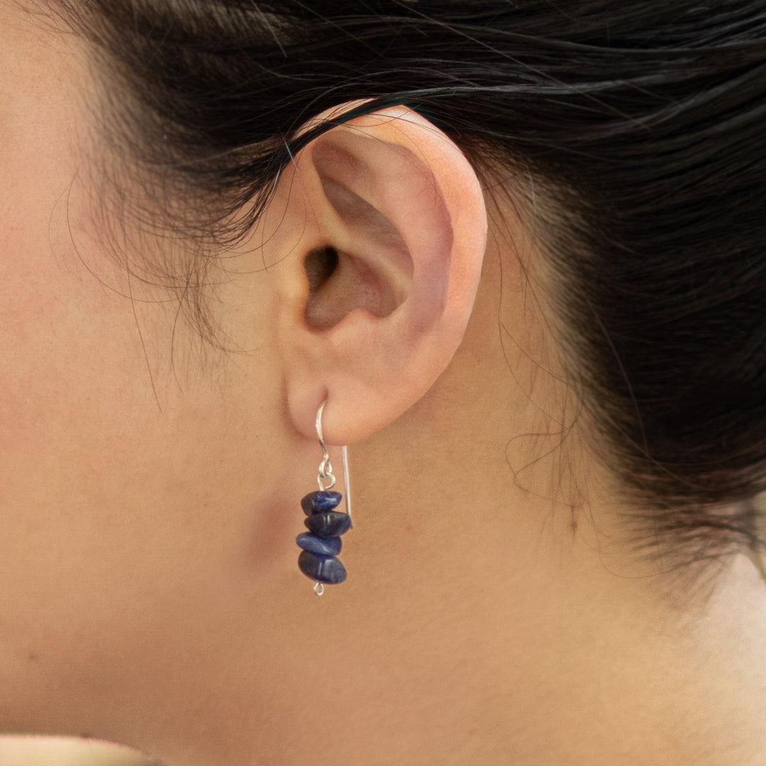 Handmade Sodalite Beaded Dangle Earrings - Nature's Harmony