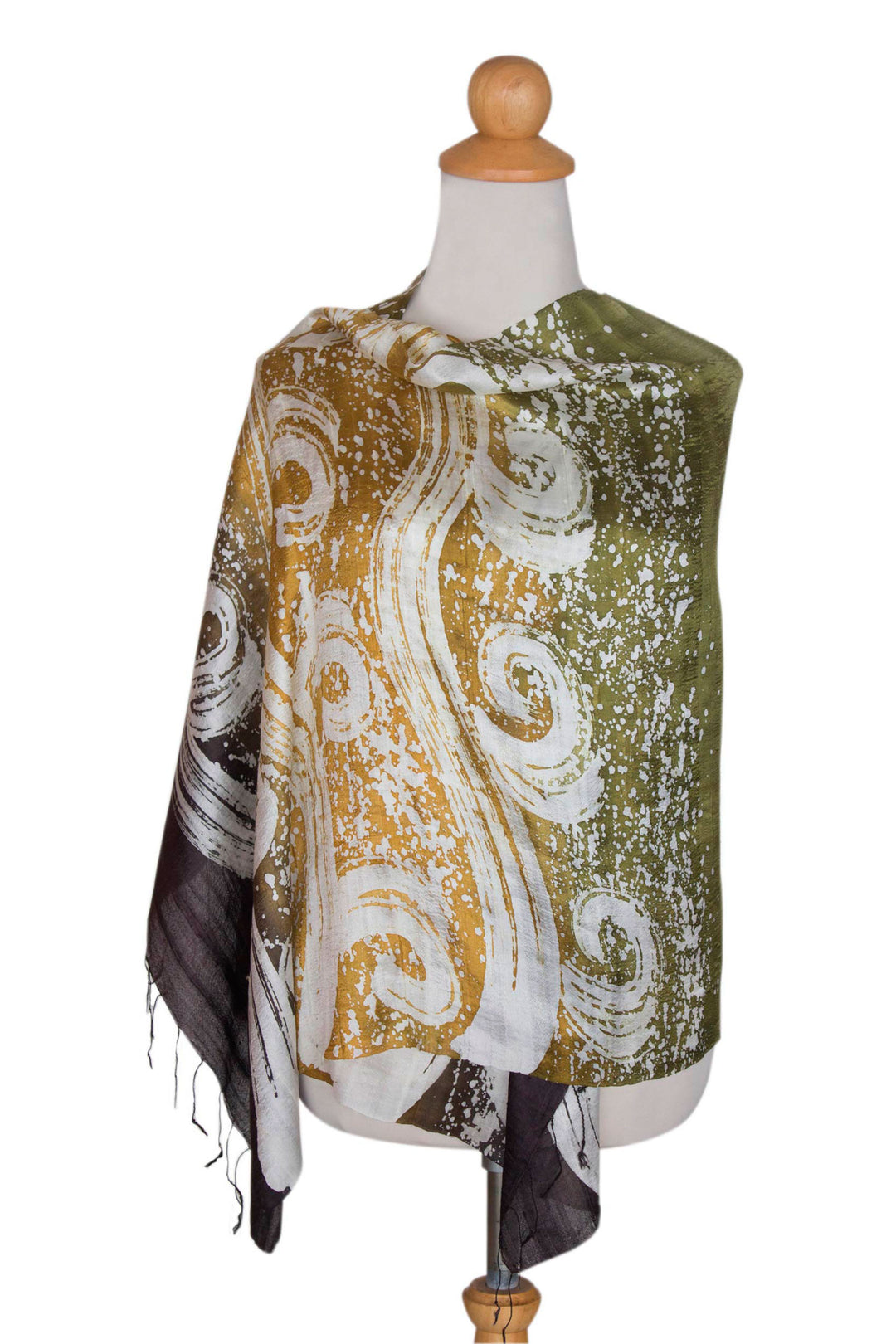 Thai Hand Crafted Silk Batik Shawl - Ocean Currents