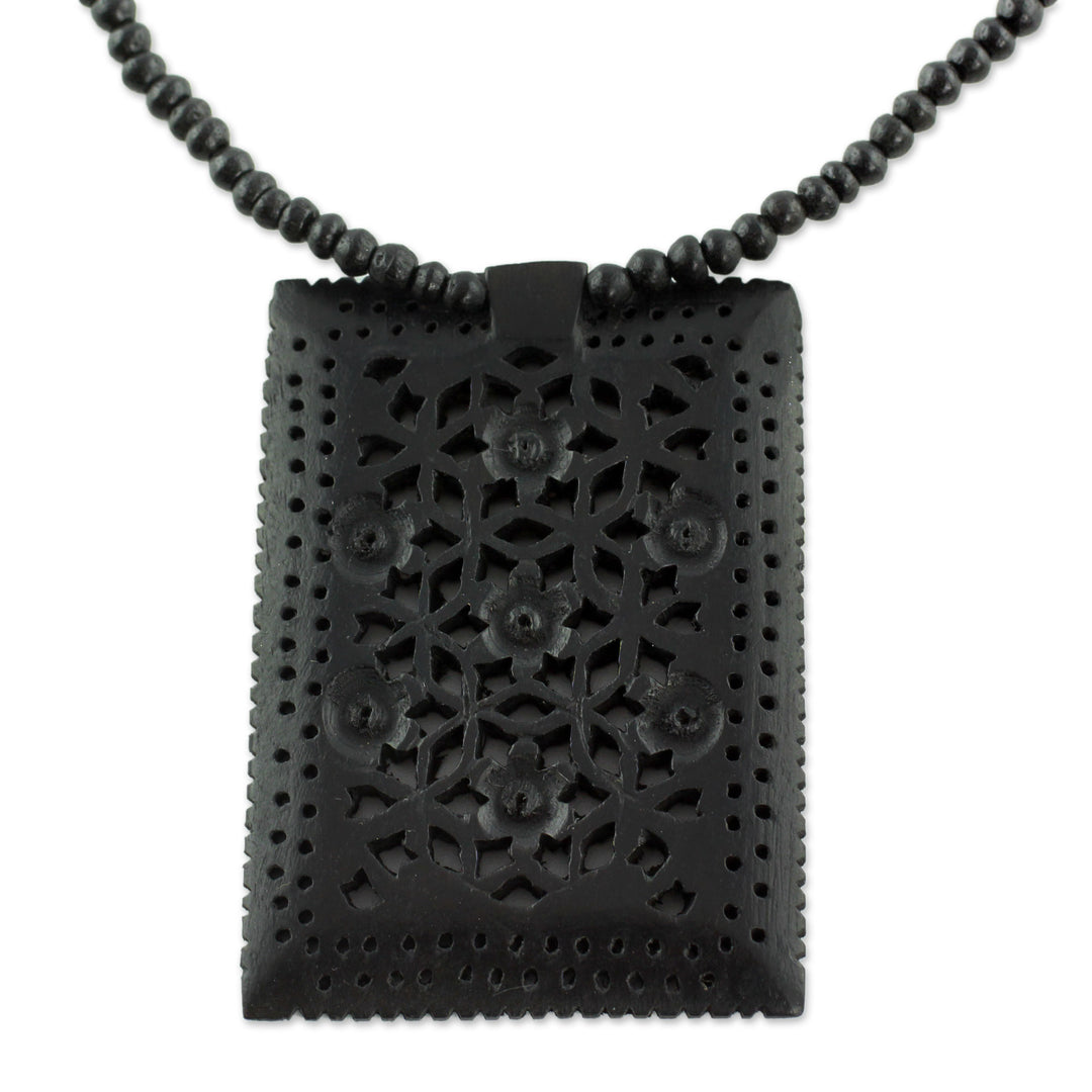 Ebony wood necklace - Mughal Mystique