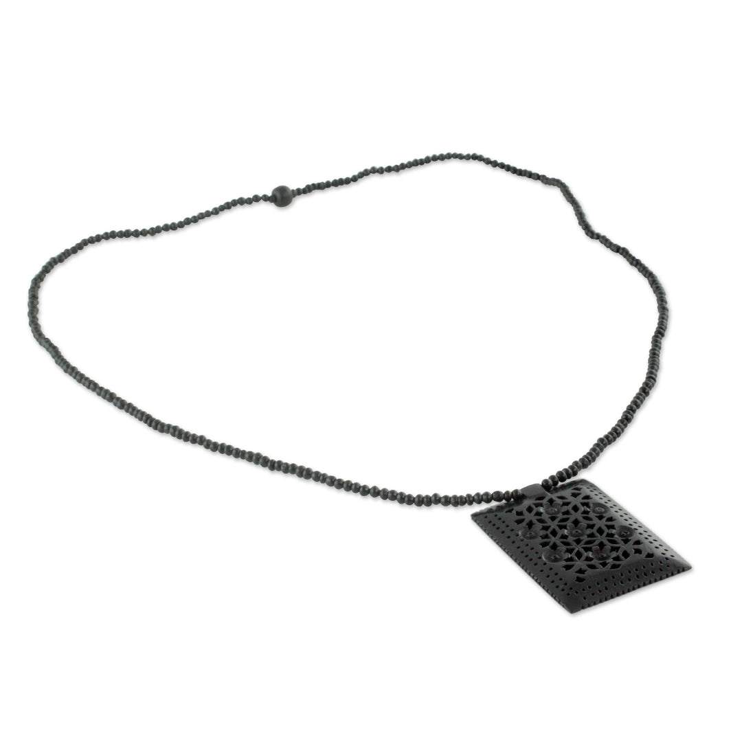 Ebony wood necklace - Mughal Mystique
