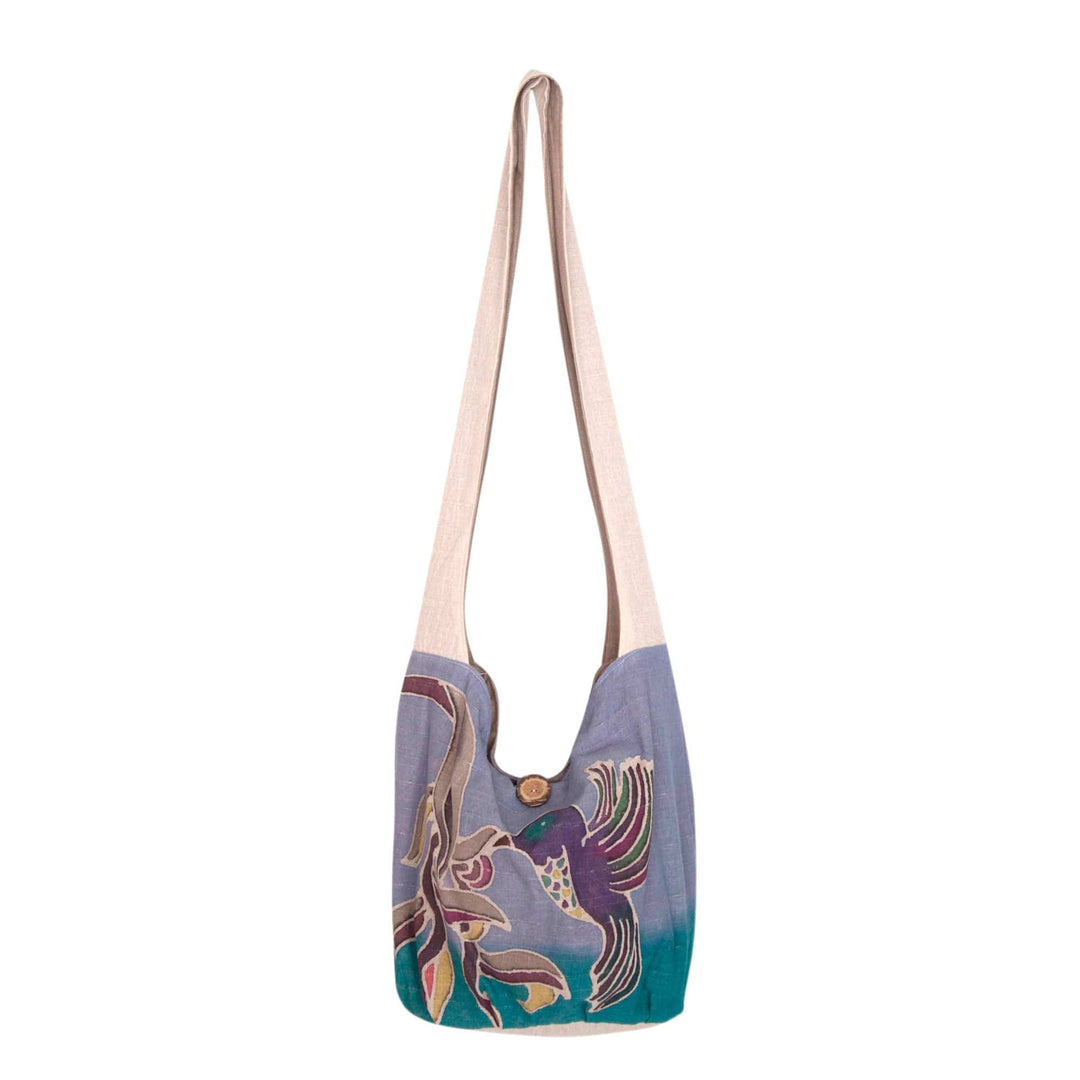 Purple Cotton Sling Handbag from Thailand - Thai Hummingbird