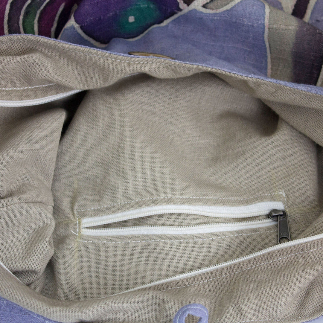 Purple Cotton Sling Handbag from Thailand - Thai Hummingbird