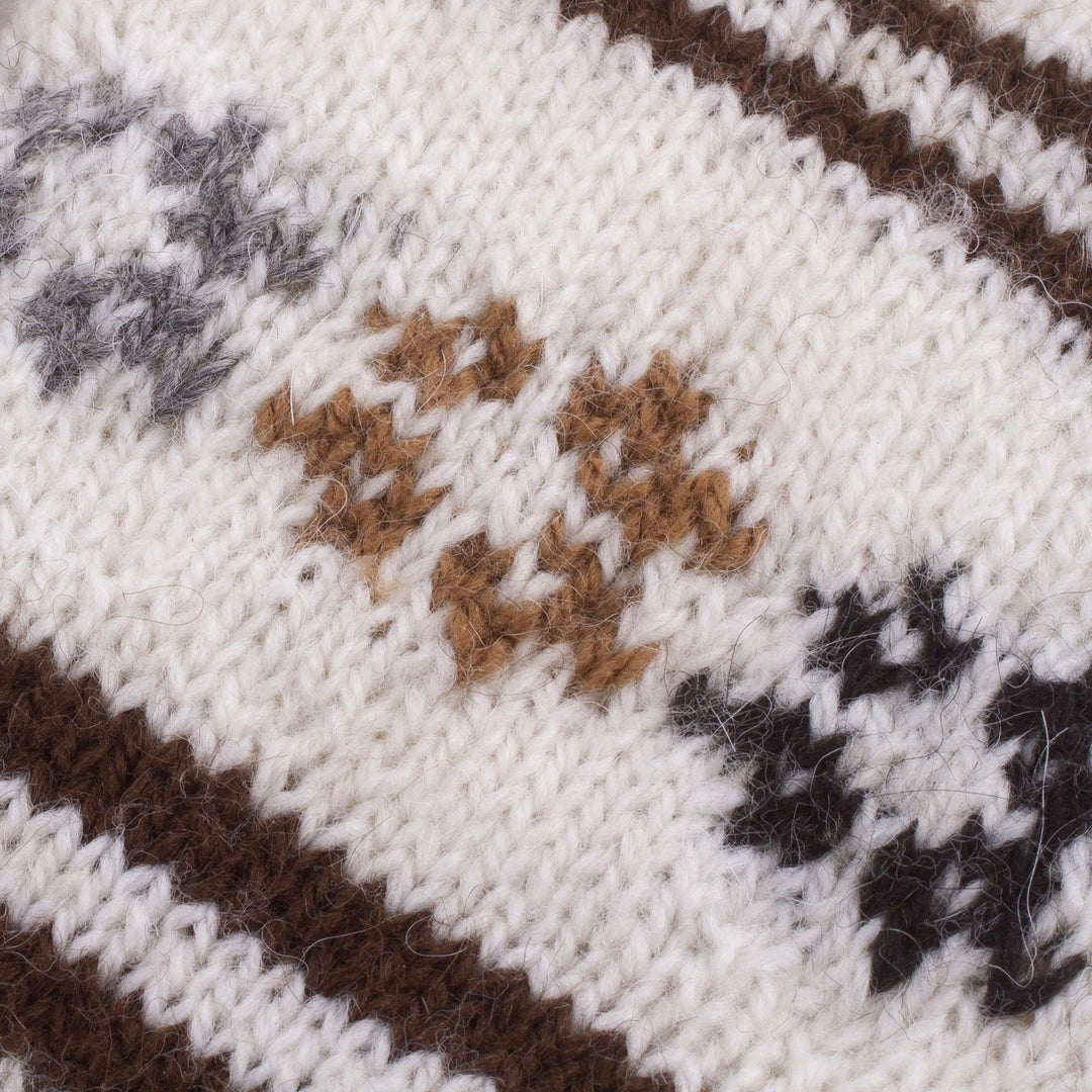 Hand Knitted White Alpaca Blend Gloves - White Clouds
