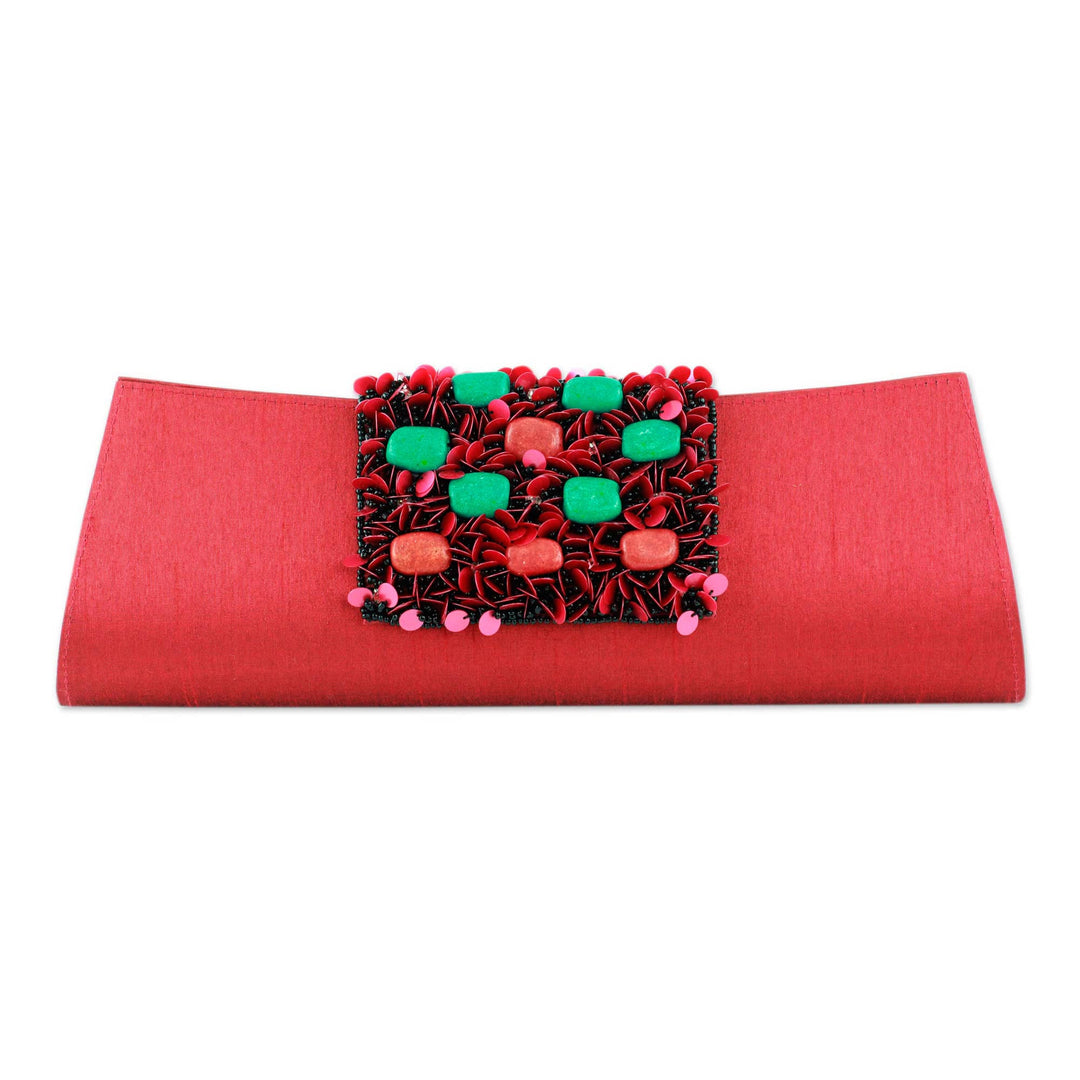 Beaded clutch handbag - Red Radiance