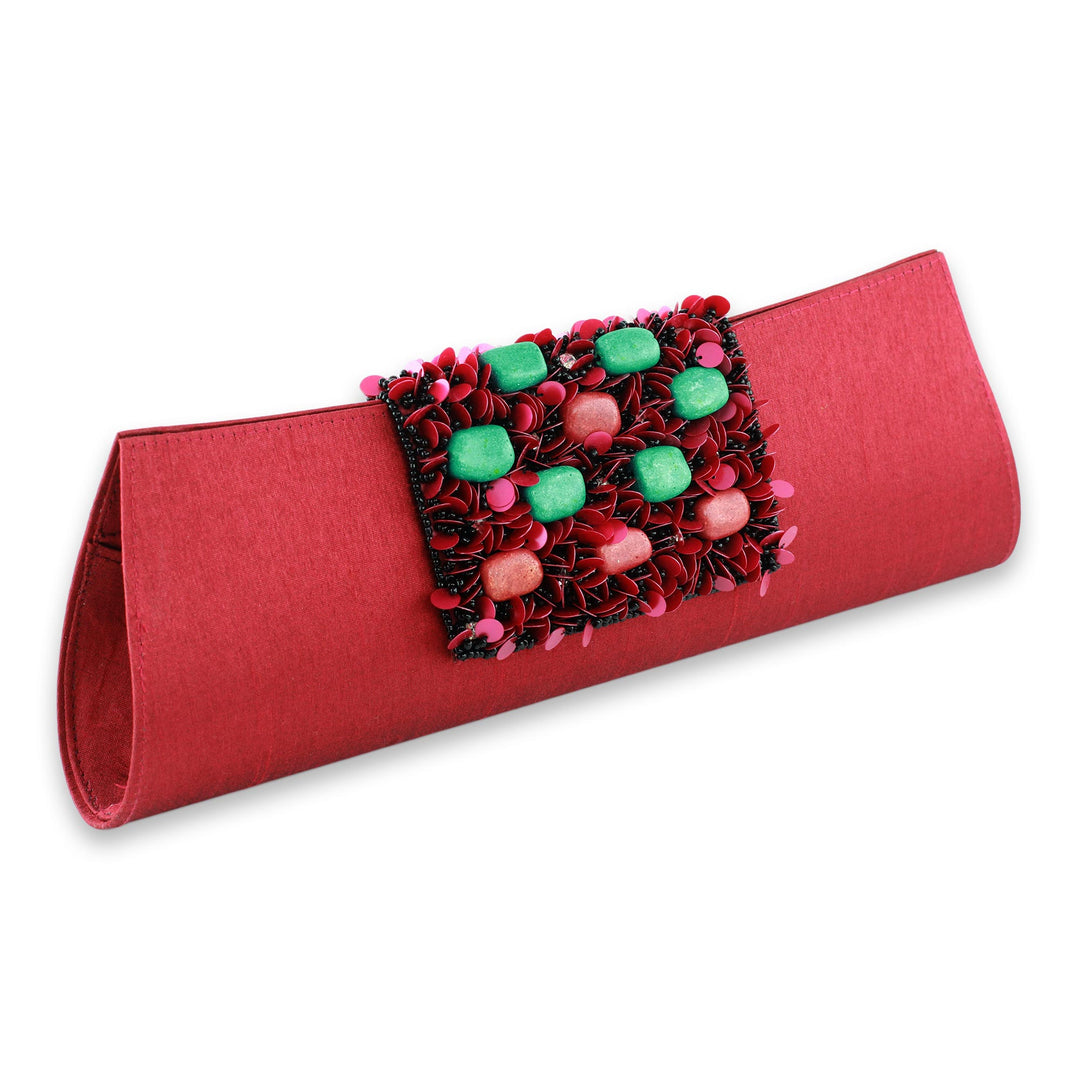 Beaded clutch handbag - Red Radiance