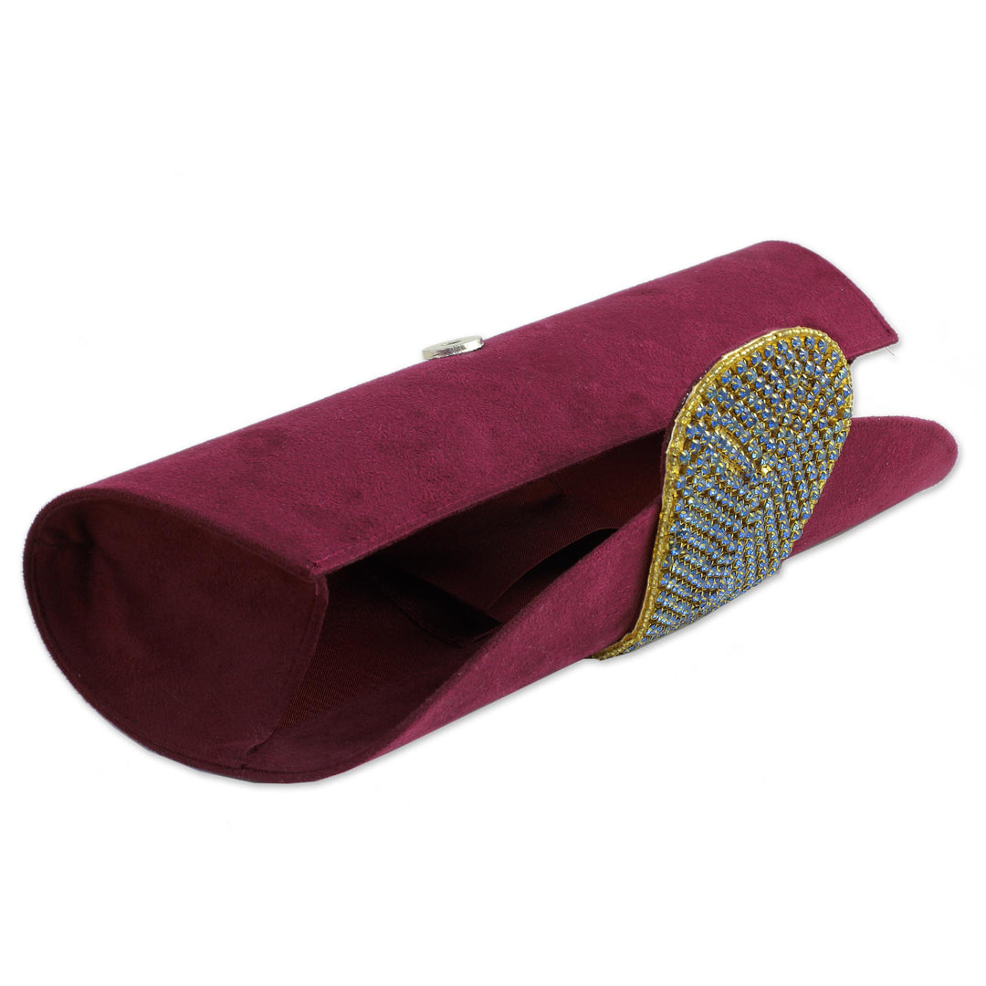 Embellished Clutch Evening Bag in Burgundy from India - Burgundy Starlight