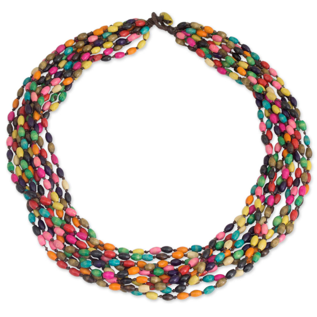 Multicolor Necklace Beaded Jewelry Knotted by Hand - Songkran Belle