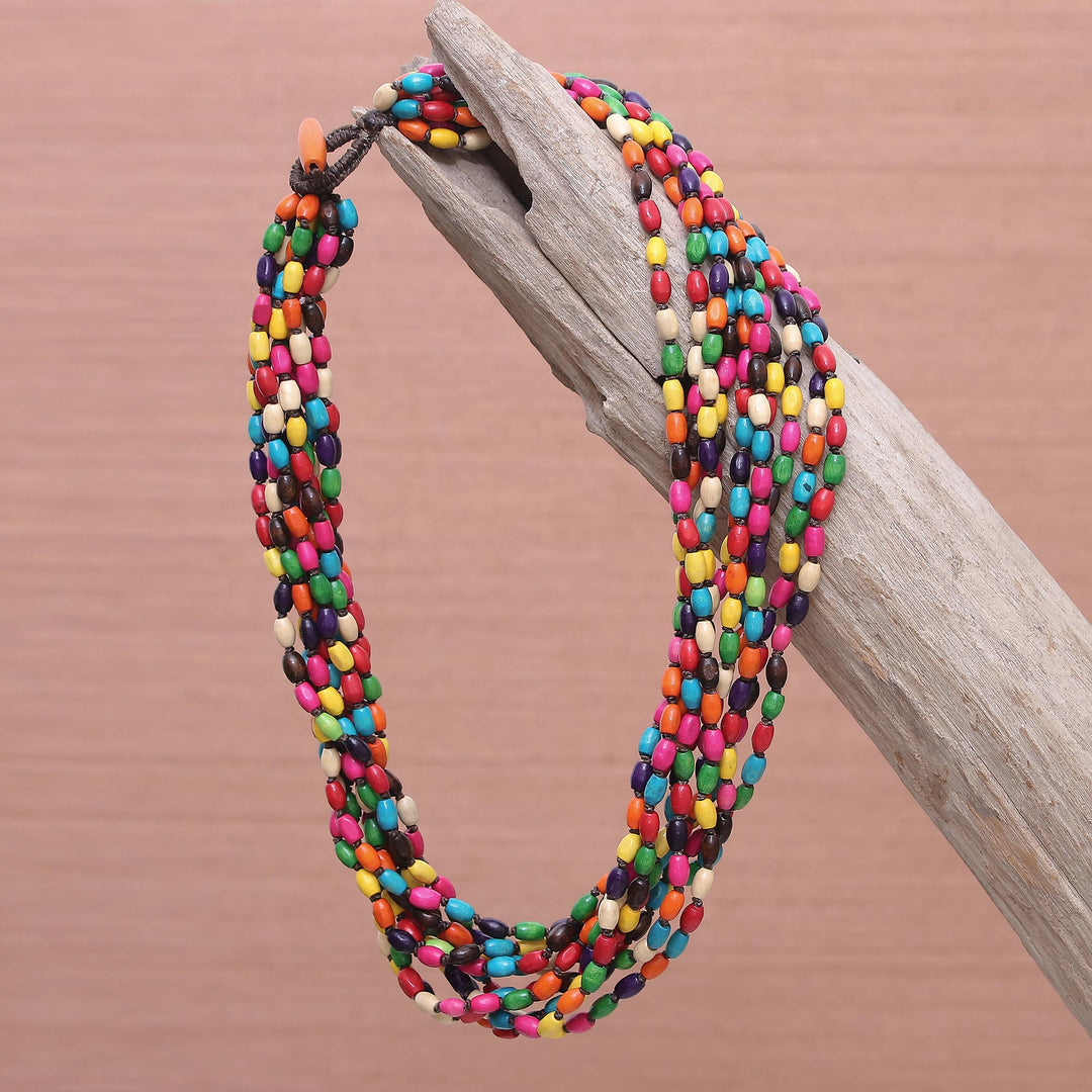 Multicolor Necklace Beaded Jewelry Knotted by Hand - Songkran Belle