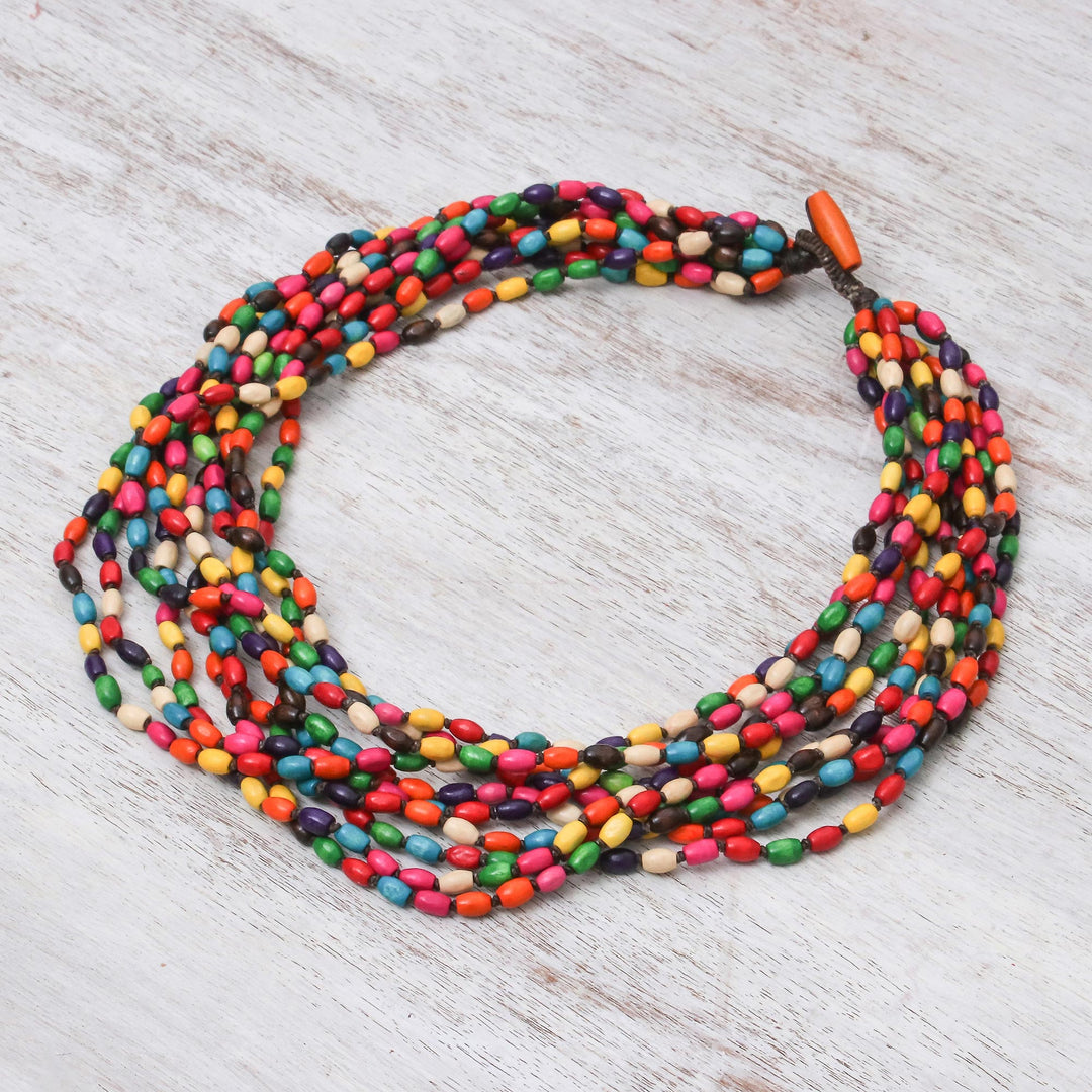 Multicolor Necklace Beaded Jewelry Knotted by Hand - Songkran Belle