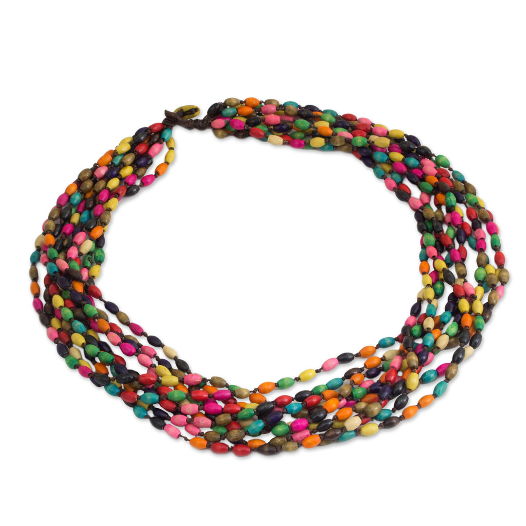 Multicolor Necklace Beaded Jewelry Knotted by Hand - Songkran Belle