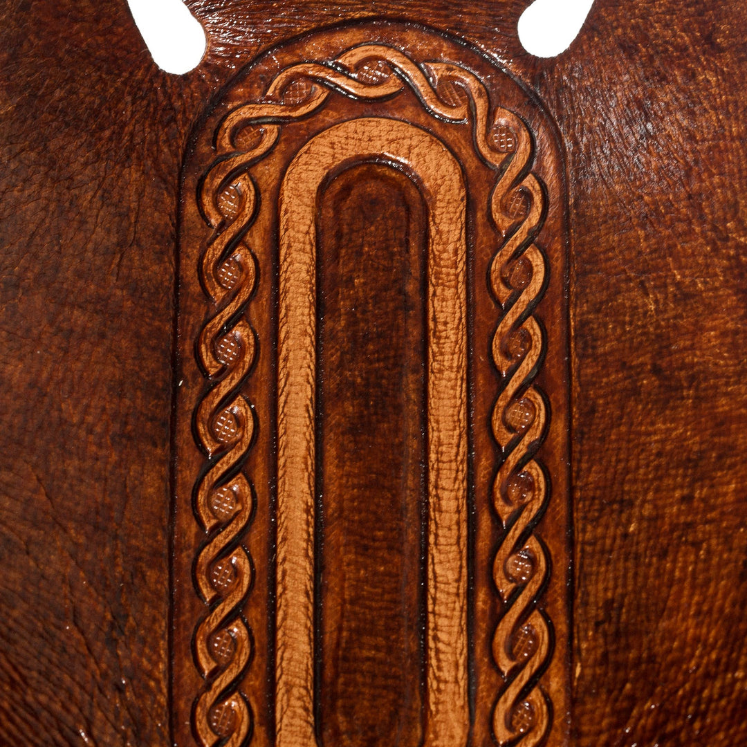 Leather Catch All Handcrafted in Peru of Tooled Leather - Brown Lasso Labyrinth