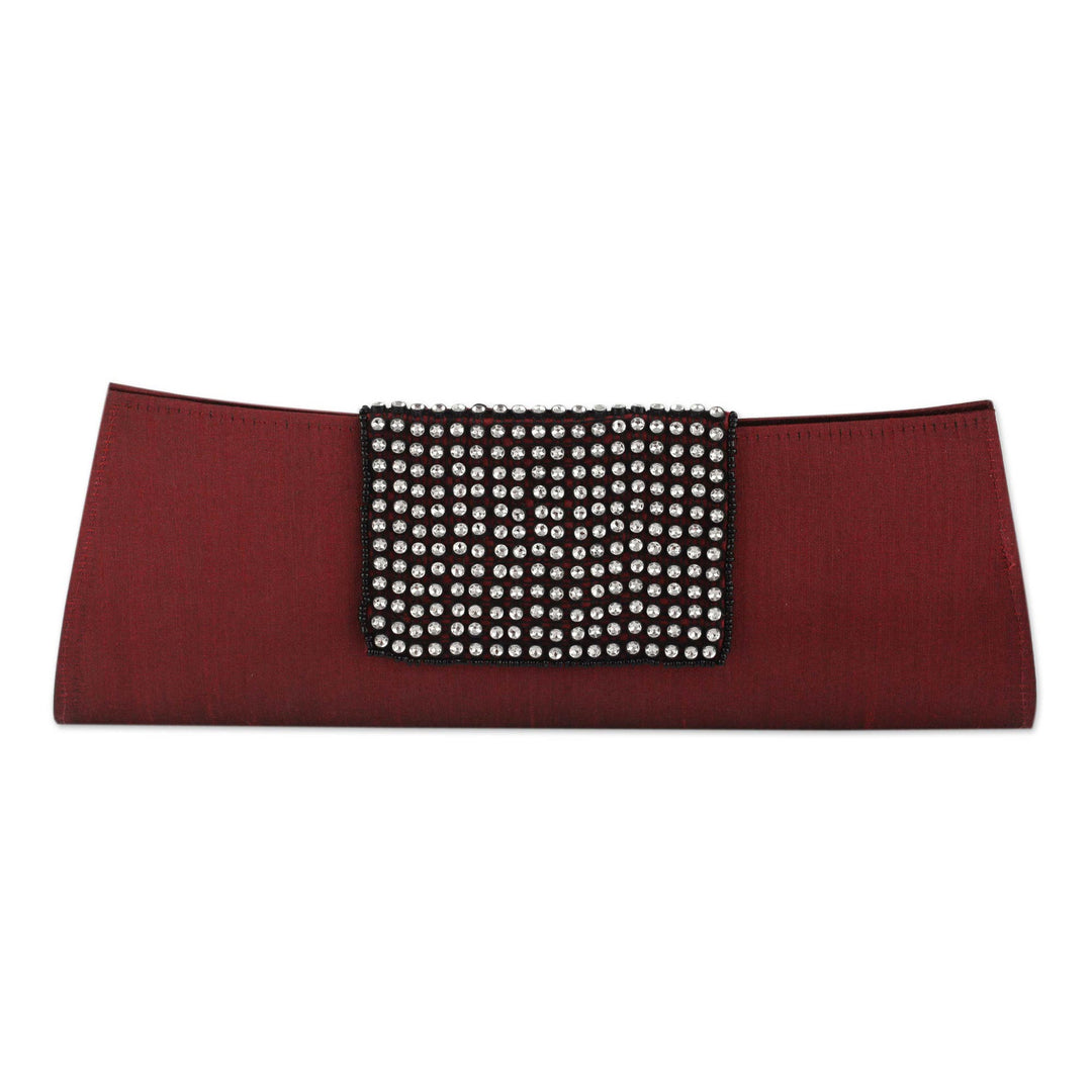 Beaded Red Clutch Evening Bag - Ruby Allure