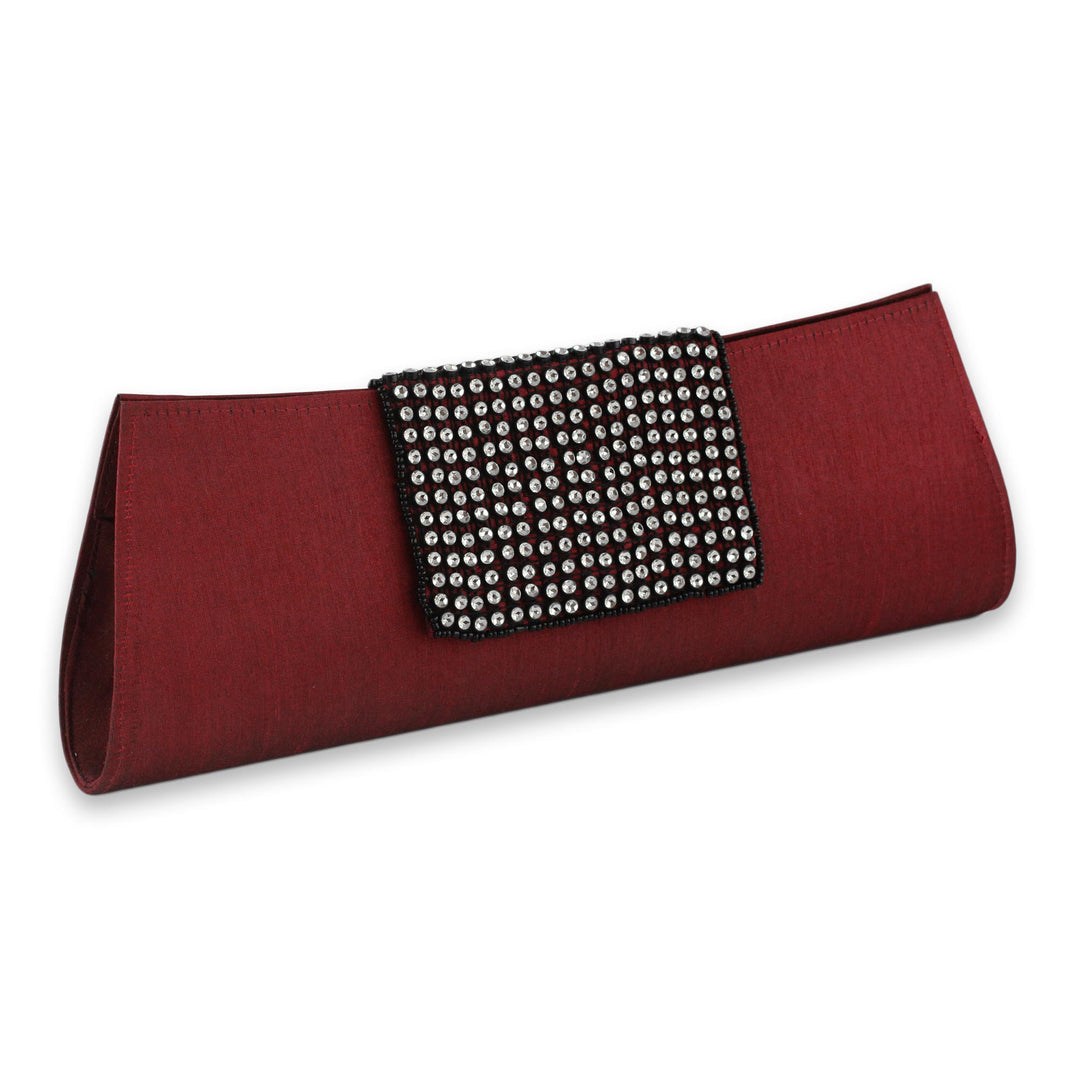 Beaded Red Clutch Evening Bag - Ruby Allure
