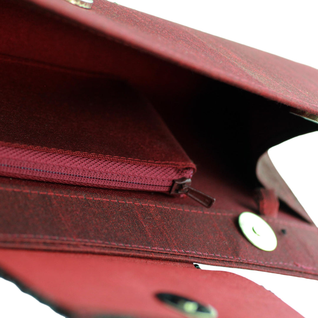 Beaded Red Clutch Evening Bag - Ruby Allure
