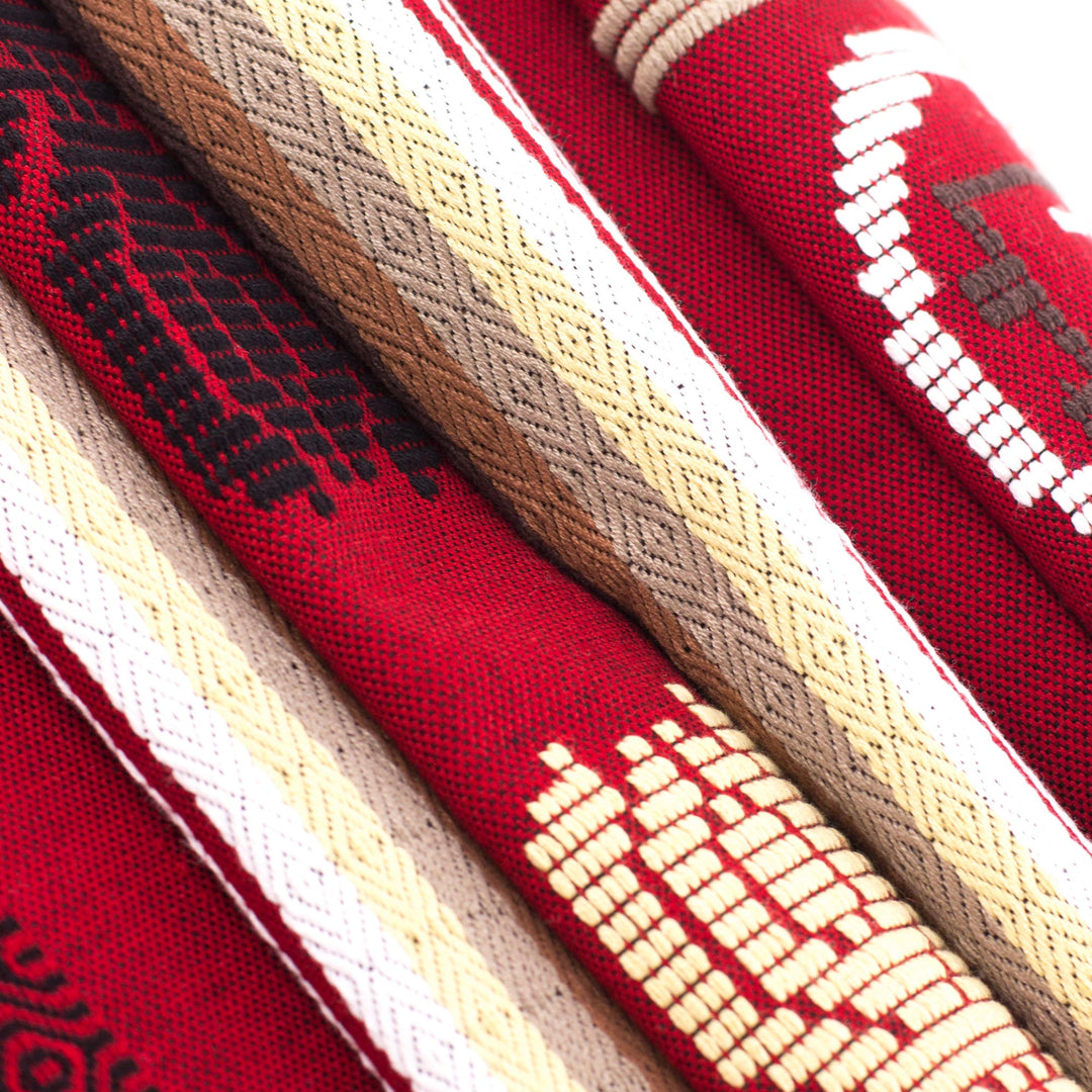 Hand of Fatima Hamsa Cotton Table Runner Handmade - Red Hamsa