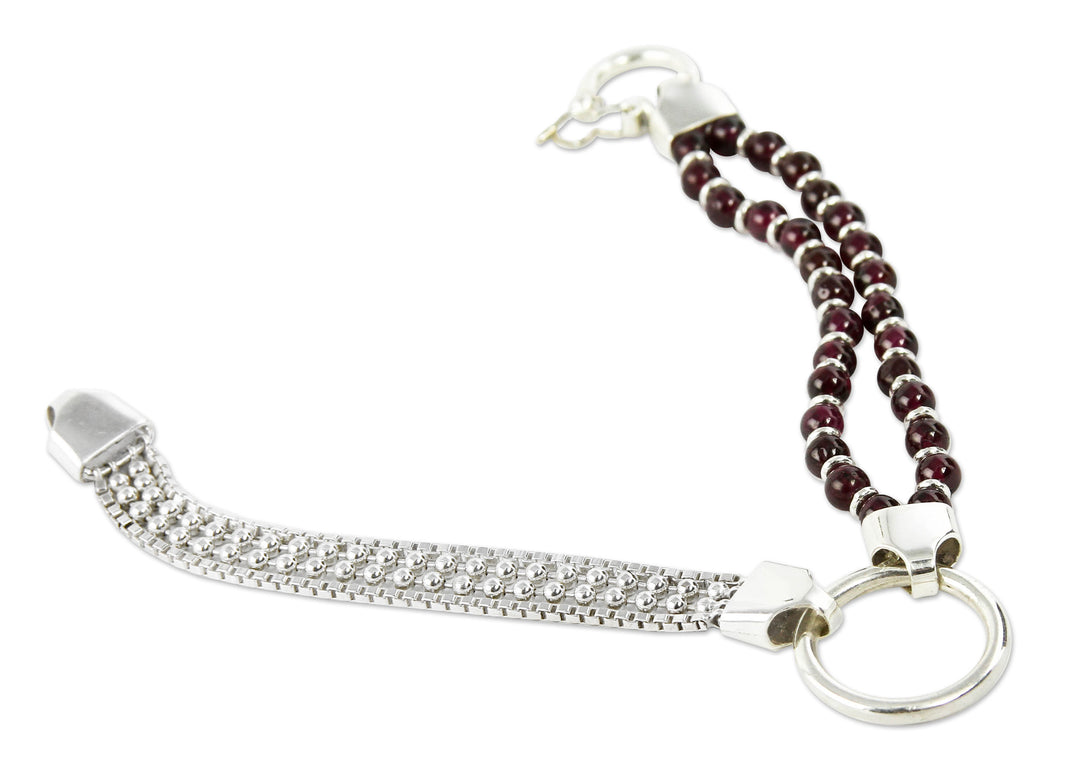 Sterling Contemporary Garnet Bracelet - Scarlet Elegance