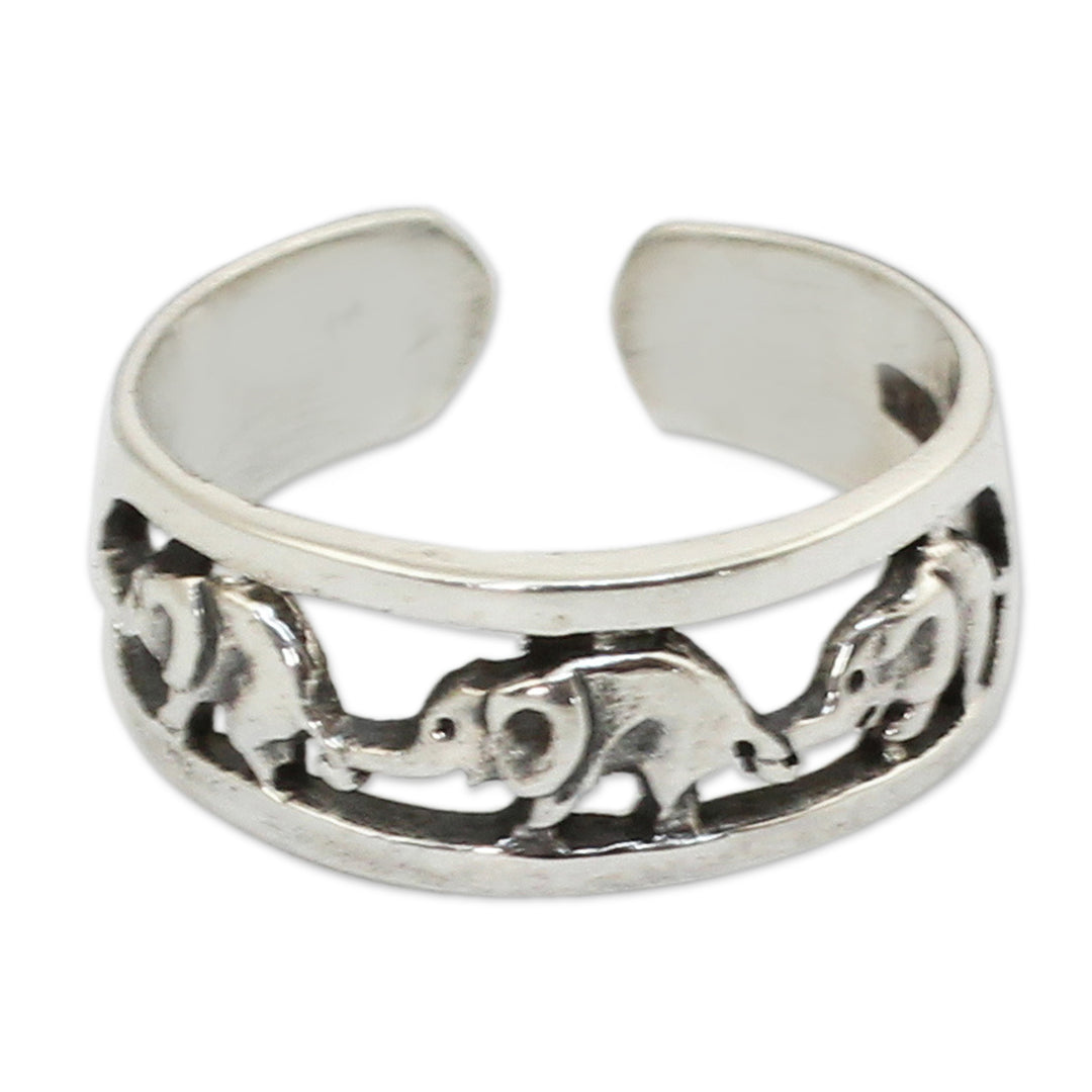Thai Elephants Sterling Silver Toe Ring - Elephant Walk